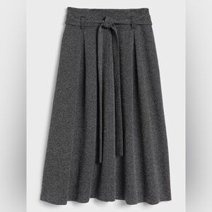 Banana Republic Midi Skirt, Tie-Waist, gray knit herringbone, size 14